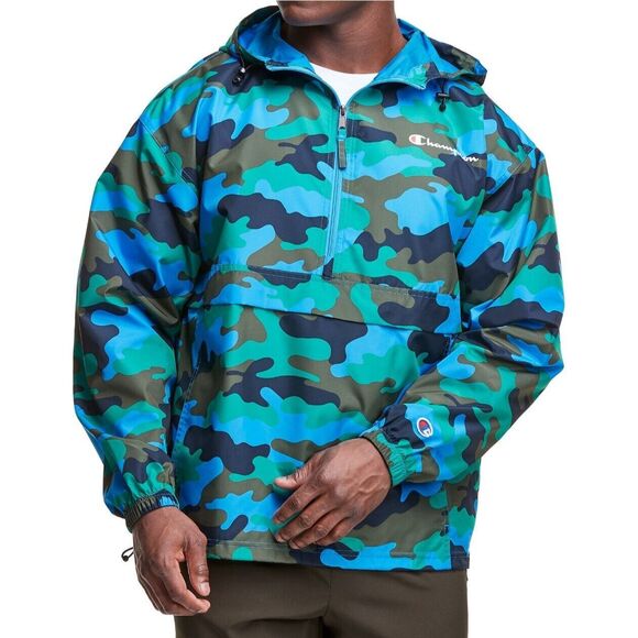 Champion Men's Sz M Camo Ammo Balboa Blue All Over Print Stadium Packable Jacket - Picture 10 of 10